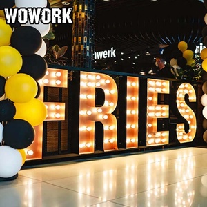 Wowork 2025 New arrivals cổ điển gỉ 3D kim loại thư cửa hàng dấu hiệu ngoài trời Logo cà phê dấu hiệu ánh sáng - Product Image 3