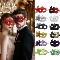 Masque de soirée DAMAI pour femme, doré et noir, élégant, style vénitien, pour Halloween, Mardi Gras, bals de promo, avec dentelle et bordure à sequins