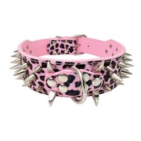 Collier pour chien en cuir PU large, clouté, motif crocodile et léopard, réglable, pour chiens de taille moyenne à grande, vente en gros