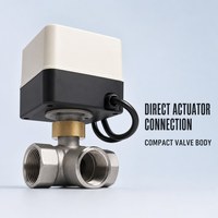 Vanne à boisseau sphérique motorisée 3 voies DC24V, filetage 1'' en acier inoxydable 304, actionneur électrique, vanne de régulation de débit d'eau OEM