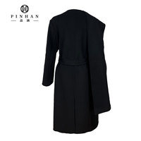 Veste longue à la mode pour femme, manteau d'hiver d'extérieur en laine pour femmes, couleur unie, noir, haute qualité, à double boutonnage, vente en gros