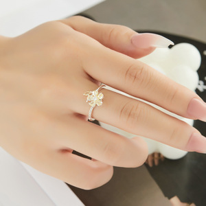 Flower Open <b>Ring</b> Micro Pave Zircon Adjustable Index <b>Finger</b> <b>Ring</b> Gift Jewelry - Product Image 2