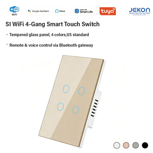 <span class=keywords><strong>Interrupteur</strong></span> tactile intelligent <span class=keywords><strong>4</strong></span> voies WiFi Direct 2,<span class=keywords><strong>4</strong></span> GHz, câble neutre US, pas de passerelle requise, contrôle vocal de l'éclairage via l'application Tuya - Product Image 1