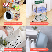 Chariot de rangement multifonctionnel mobile Haixin à 2/3/4 niveaux pour la cuisine, organisateur de rangement en plastique avec roulettes