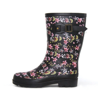 Bottes de pluie en caoutchouc naturel pour femmes, écologiques, imprimé floral, imperméables, mi-mollet, vente en gros d'usine, vente en vrac