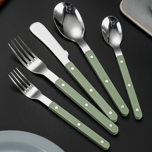 Couteau, fourchette et cuillère en acier inoxydable, support à ongles en saule, couteau et fourchette, couteau à steak français, fourchette à dessert, coffret cadeau créatif - Product Image 2