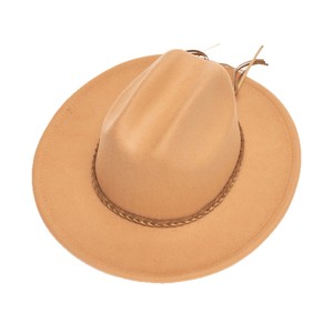 Sombrero <span class=keywords><strong>de</strong></span> Jazz Estilo Británico, Diseño Simple e Informal para Iglesia, Gamuza, <span class=keywords><strong>Lana</strong></span>, Ala Ancha Plana, Sombrero <span class=keywords><strong>de</strong></span> Fiesta para Mujer, Otoño e Invierno - Product Image 5
