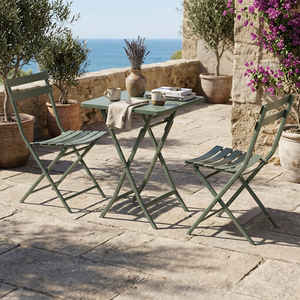 Modern Metal Frame Waterproof Folding Bistro Set 3 Pieces Portable Patio <strong>Table</strong> and Chairs for Balcony Garden <strong>Camping</strong> - Product Image 4