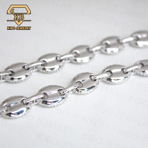 Pulsera <span class=keywords><strong>Kibo</strong></span> Modelo 010401 con Certificación GRA, Chapada en Rodio, Plata de Ley 925, con Incrustaciones de Moissanita Color D, Cadena Cubana - Product Image 4