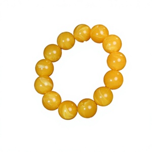 Bracelet extensible en perles rondes de jade jaune doré, pierre précieuse ambre miel, bijoux faits à la main, cadeau pour femmes et hommes, styles de pierres naturelles - Product Image 2