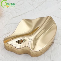 Caja de Perfume Sólido con Tapa Deslizante Giratoria de 360 Grados, de Aleación de Zinc Brillante y Resistente a la Decoloración, Diseño Ondulado Irregular Dorado