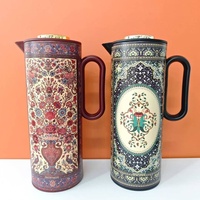 Thermos en verre isolé sous vide Soudi Arabic 1L avec couvercle et poignée, pour eau chaude