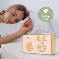 Décoration de salon, cadeau, calendrier de table de chevet, radio FM électronique à LED, haut-parleur Bluetooth, horloge numérique à LED en bois pour enfants