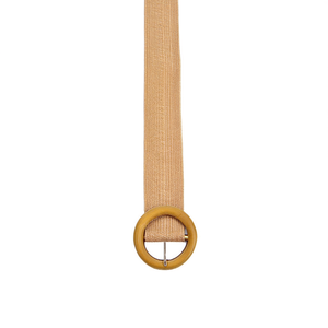 Cintura in Tessuto con Fibbia in Legno da 5 cm, Colore Cammello, in Pelle PP - Product Image 1