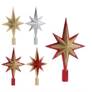 Estrella para la Punta del Árbol de Navidad, Decoraciones Brillantes Pintadas con Efecto Electrochapado, Adornos para Árbol de Navidad, Fondo Festivo - Product Image 1