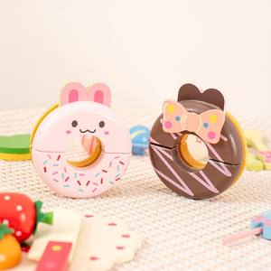 Bois éducation Puzzle pâtisserie jouets ensemble lapin gâteau ensemble simulé après-midi thé enfants jouant maison en bois gâteau jouets - Product Image 3