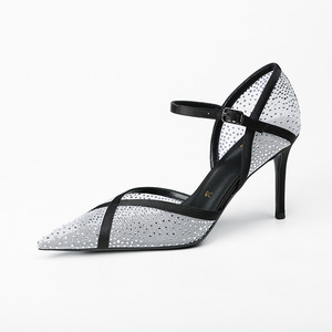 26Z3 Light Luxury Rhinestone Mesh Lace-Up High-Heeled Shoes Women 2026 Stiletto <b>Heel</b> 8cm Pointed Toe Strapless Sandals All - Product Image 1