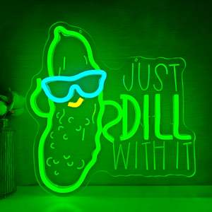 Pickle Neon Sign Just Dill With It Led Sign Dimmable Neon Lights Funny Pickles Light - Product Image 1