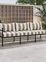 Conjunto de sofás para exteriores, silla de ocio de hierro forjado para patio, respaldo a rayas, combinación de mesa de centro, muebles minimalistas modernos