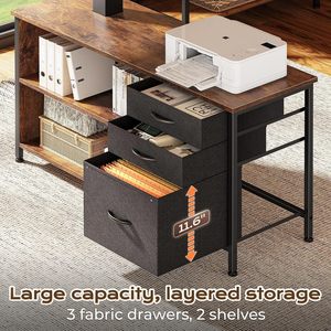 SENYU L Shaped Adjustable Computer <b>Desk</b> With Storage Cabinet <b>Wood</b> Surface Home Office Workstation Corner <b>Desk</b> With Power Outlet - Product Image 6