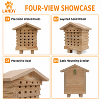 Maison pour abeilles maçonne en bois naturel, habitat extérieur pour pollinisateurs de jardin, hôtel pour abeilles solitaires avec trous de nidification lisses
