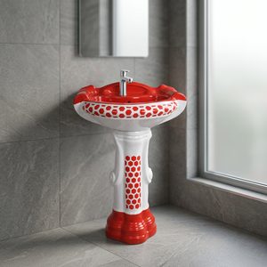 Vente en gros : Grand lavabo rectangulaire moderne en céramique avec piédestal complet, ensemble de lavabo de salle de bain émaillé - Product Image 3