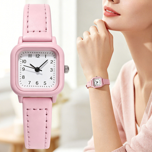 W218 Women Minimal Square Quartz Watches Soft Leather Strap Simple Number Dial Casual Ladies Daily Analog Women Watches