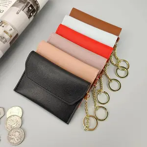 Özel Logo PU kart bozuk para cüzdanı anahtarlık lüks Pop deri kumaş cüzdan kolye tuşları ve çanta için