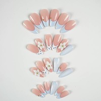 Nouvel Arrivage 24 Pièces Faux Ongles Brillants à Coller Couverture Complète en Acrylique avec Adhésifs Mini Lime Ongles Professionnels à Coller