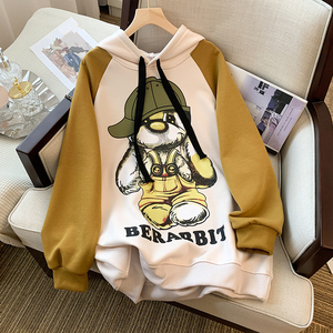 Sudadera con capucha de talla grande con estampado de letras de dibujos animados para mujer - Product Image 2