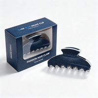 Pince à cheveux bleu foncé de haute qualité, grande taille, maintien solide pour cheveux bouclés et raides, avec boîte cadeau