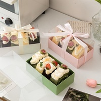 Boîtes en papier d'emballage de dessert macaron personnalisées en gros boîtes à biscuits rectangulaires avec couvercle transparent écologique