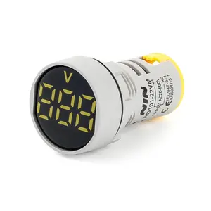 NIN圆形黄色晶体膜22毫米AC 20-500V IP67 led数字显示指示器lcd电压表AD101-22VM