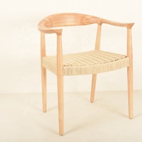 Chaises en bois massif de hêtre en gros, chaises de salle à manger en bois avec assise en ficelle kraft