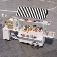 Vélo à café mobile de rue commerciale, camion à café pour la nourriture et les boissons, petit kiosque de vente au détail de nourriture de rue, kiosque de vente au détail