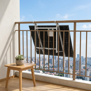 Kit de montage solaire pour balcon en aluminium anodisé argenté, réglable en angle, autoportant, pour mini-système photovoltaïque domestique européen - Product Image 3