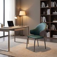 Chaise de salle à manger en cuir PU de luxe, pieds en métal gris canon, style design européen pour usage domestique