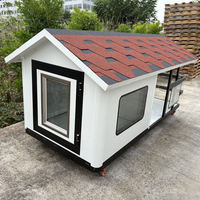 Abri pour animaux de compagnie mobile modulaire en acier et PU, isolé, étanche, avec fenêtres hermétiques, pour extérieur et jardin, sur roues