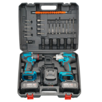 Perceuse à percussion sans fil 21 V haute capacité, sans balais, avec batterie au lithium, 2 vitesses, kit combiné d'outils électriques fiable pour l'entretien