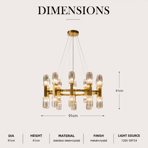 Luxury Circular <b>Crystal</b> Hanging Lamp Brass Frame Cylinder <b>Crystal</b> <b>Chandelier</b> For Dining Room Decoration - Product Image 3