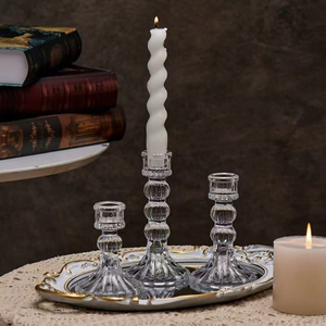 Portavelas de Cristal Transparente Estilo Europeo Minimalista, Columna <span class=keywords><strong>Romana</strong></span> Hecha a Mano, para Uso Doméstico/Navidad, Crea una Atmósfera de Alta Gama - Product Image 1