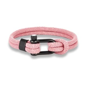 Men's Trendy Double Layer Nylon Rope Woven <b>Bracelet</b> Black Anchor Pattern Stainless Steel U-Shaped Buckle Wrap <b>Bracelets</b> for Gift - Product Image 4