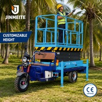 Plateforme élévatrice hydraulique électrique à 3 roues JINMEITE, 500 kg, hauteur 14 m, acier au manganèse haute résistance