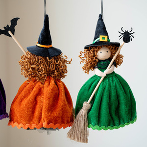 Set di <span class=keywords><strong>3</strong></span> Decorazioni da Appendere per Halloween, <span class=keywords><strong>Streghe</strong></span> in Tessuto con Scope per Decorazioni Festive - Product Image 3