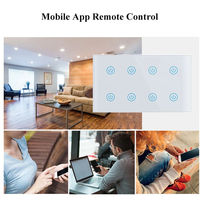 Glomarket Wall Touch Light 8 Gang Switch 147mm Tuya Alexa Zigbee Télécommande Interrupteur électrique Panneau de commutation tactile intelligent