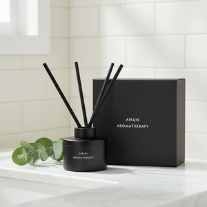 Aikun MOQ30pcs 180ml Matte Glass Screen Logo Black Box Any Scent Lasting Home Fragrance Gift <b>Reed</b> <b>Diffuser</b> Set for Brand - Product Image 1