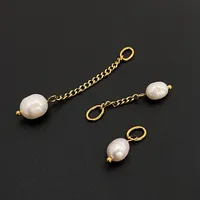 Pendentif en perle d'eau douce en acier inoxydable eManco, accessoires DIY plaqués or 14 carats sous vide, breloques pour bijoux.