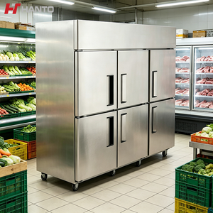 Réfrigérateur-congélateur double température à 6 portes en acier inoxydable, grande capacité de stockage pour les services de restauration - Product Image 1