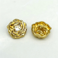 Bouton en métal de haute qualité JINYU, logo personnalisé, alliage de zinc doré, bouton à tige en strass, placage sans nickel, respectueux de l'environnement