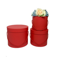 Boîte cadeau ronde en carton bleu uni, design personnalisé 2025, pour la Saint-Valentin, boîtes à fleurs rondes en papier pour bouquets